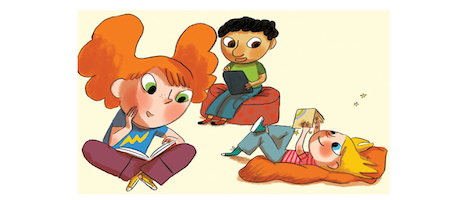 Les personnages de la méthode : Lila, Omar et Marine en train de lire